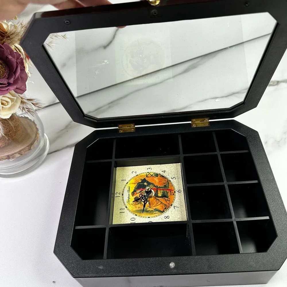 European Classic Quartz Clock Display Case Shadow Box Mantel Decor‎ Works